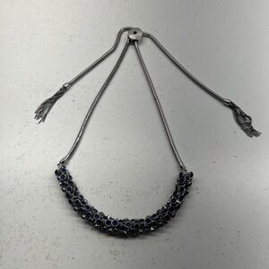 Breil Rockmantic Silver Tone Adjustable Necklace‎ With Blue Crystals And Tassels